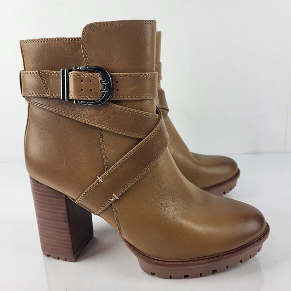 Naturalizer Lyra Boots Leather Buckle Lug Sole Heel Booties Size 10 - Picture 6 of 16